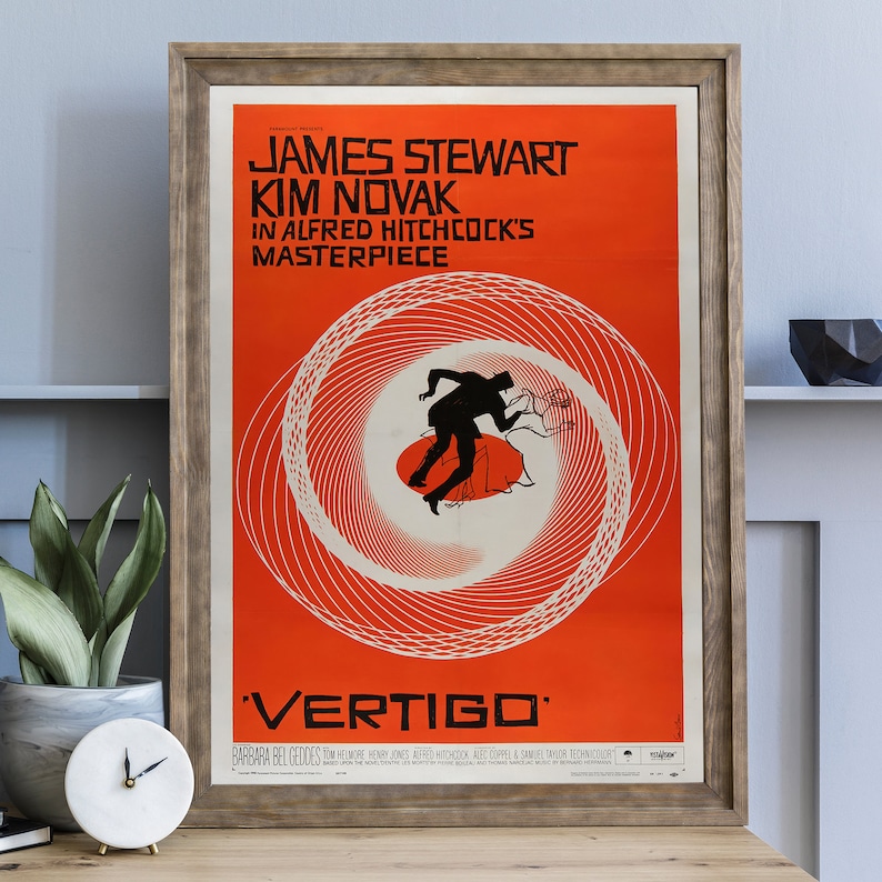 Vintage Vertigo Movie Poster, Retro Film Poster, Alfred Hitchcock Movie Wall Art, Cool Home Decor image 7