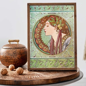 Vintage Alphonse Mucha Illustration, Retro Werbeplakat, Jugendstil Wandkunst, Botanische Französische Dekoration Bild 7