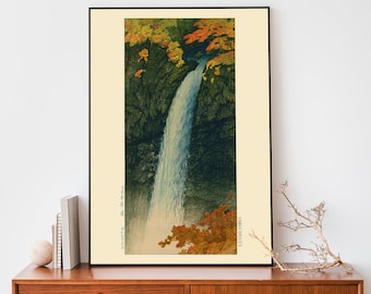 川瀬巴水作「千手滝 赤目」日本美術版画、木版画、ジクレー