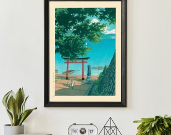 Japanese Poster, Woodblock Art, Nikko Chuzenji Lake by