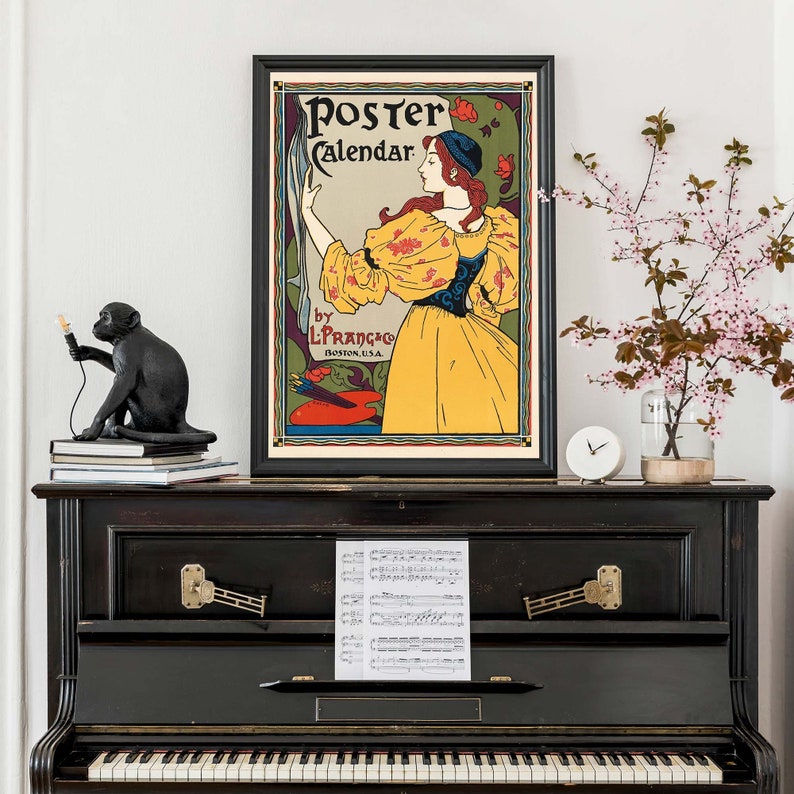 Affiche d'artiste français, art mural Français Art nouveau, impression publicitaire rétro, illustration de femme image 1