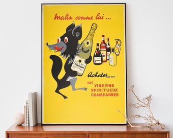 1930 年代のフランスのシャンパン ポスター – ヴィンテージ ヴーヴ A
