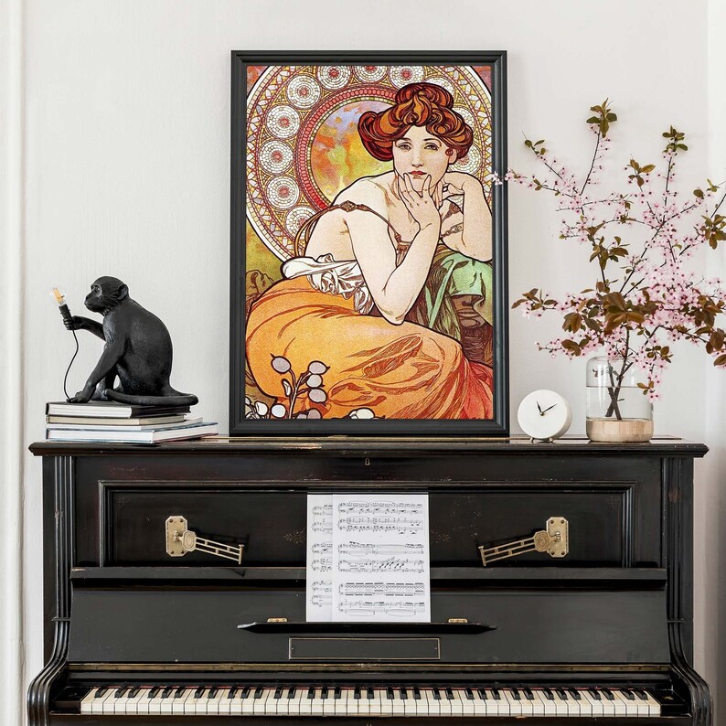 Vintage Alphonse Mucha Kunstdruck, Jugendstil Französisches Plakat, Klassische Illustration Bild 1