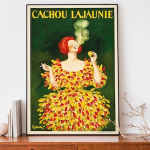 Póster de comida y bebida vintage de Leonetto Cappiello, impresión francesa Art Nouveau de Cachou Lajaunie, anuncio de fumadores