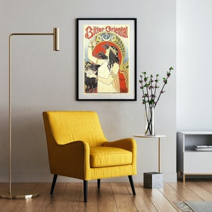 Vintage Poster Bitter oriental French Art Nouveau print Ornamental home decor image 2