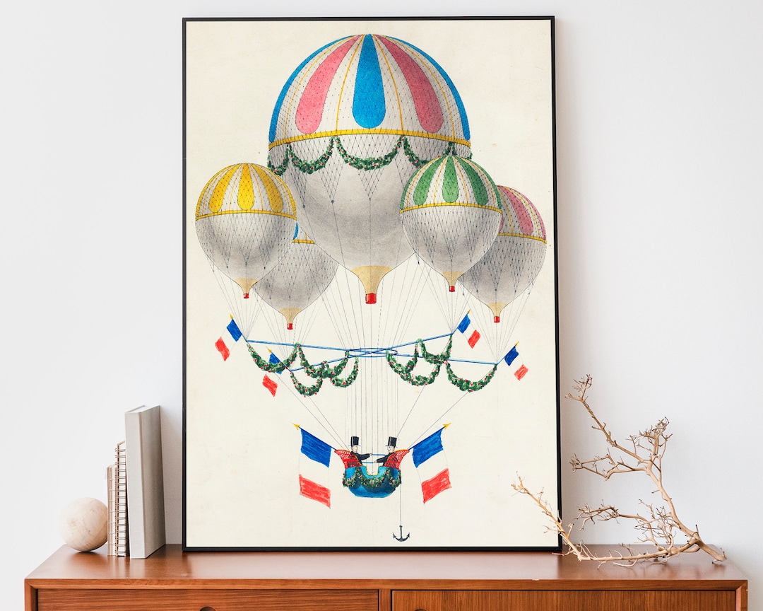 Kids Room Hot Air Balloon Art, Vintage Travel Poster, Aviation Wall Art ...