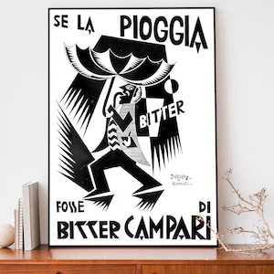 Poster vintage Bitter Campari Soda, arte murale italiana, poster pubblicitario retrò, poster cool