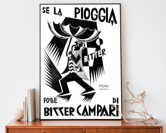 Vintage Bitter Campari Soda Poster, Italian Wall Art, Retro