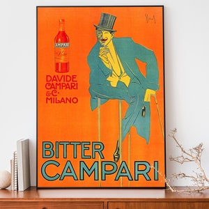 Poster vintage Bitter Campari, stampa francese Art Nouveau, poster pubblicitario retrò, poster cool