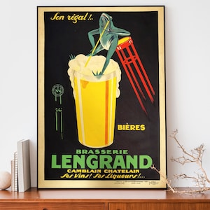 Vintage Französisches Bier Kunstdruck, Werbekunst Druck, Französisches Jugendstil Poster, Französisches Bières Poster