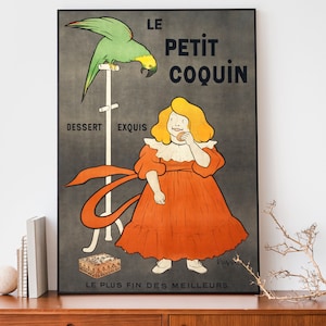 Vintage Leonetto Cappiello Plakat, Retro Lebensmittel Werbeplakat, Le Petit Coquin, Dessert Exquis, Jugendstil Französisch Druck
