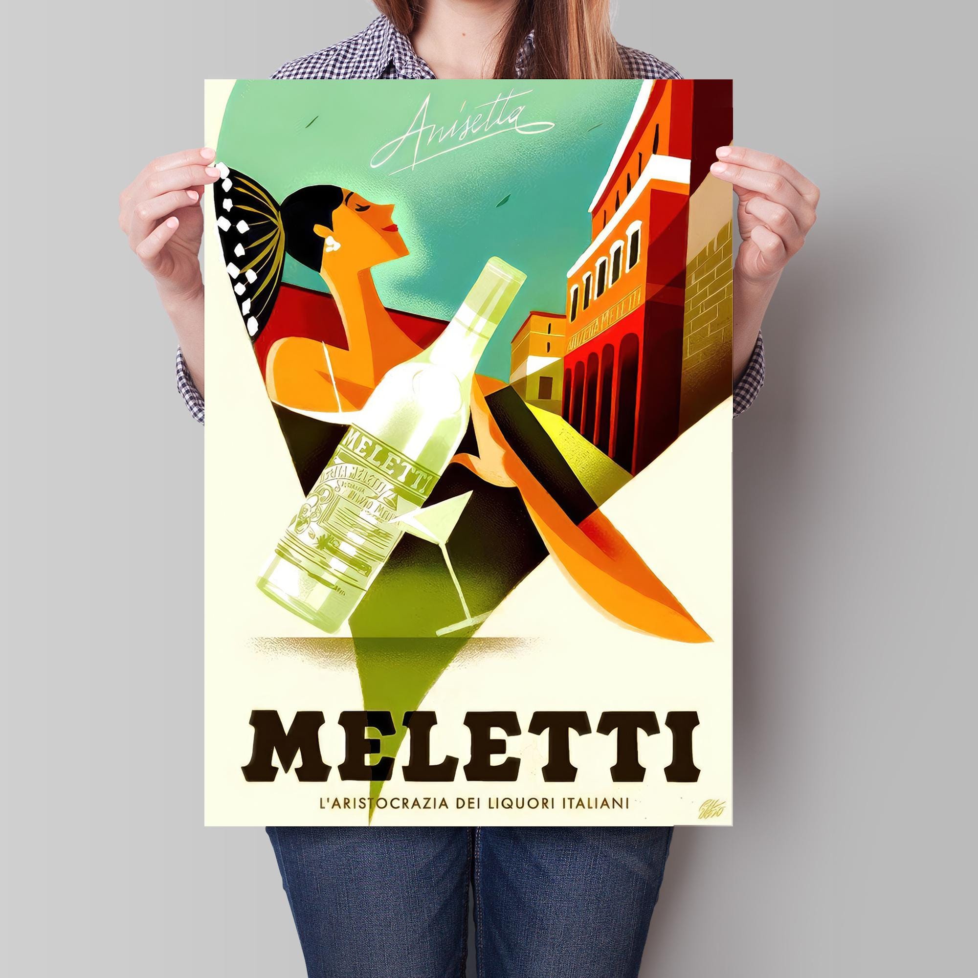 Pubbliciata Italy 80 〜 81 イタリア　広告デザイン年鑑 Anisetta Meletti Poster – Vintage Italian Liqueur Print, Retro