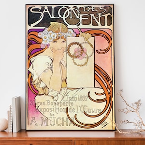 Vintage Alphonse Mucha Efeu Illustration, Retro Werbeplakat, Jugendstil Wandkunst, französisches Dekor