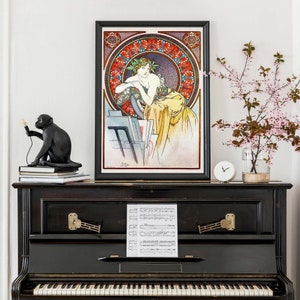 Illustration vintage d'Alphonse Mucha, portrait de femme, art mural Art nouveau, décoration d'intérieur française classique image 6