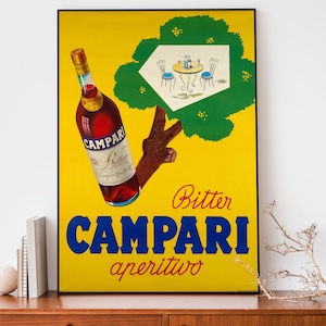 Vintages Bitter Campari Soda Plakat, Jugendstil französischer Druck, Retro Werbeplakat, cooles trendiges Plakat