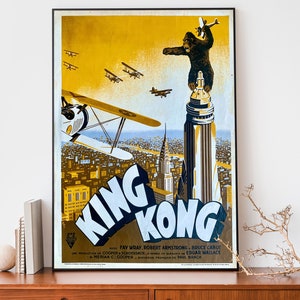 Póster vintage de la película King Kong, póster retro, decoración de cine, decoración moderna para el hogar