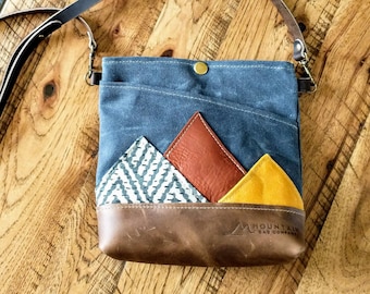 Mountains Mini-Cross Body-Leather-Waxed Canvas-Grey