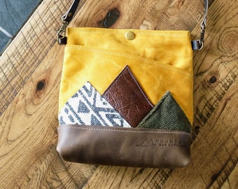 Mountains Mini-Cross Body-Leather-Waxed Canvas-Yellow