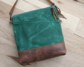 Mini-Waxed Canvas Cross-Body-Bright Green