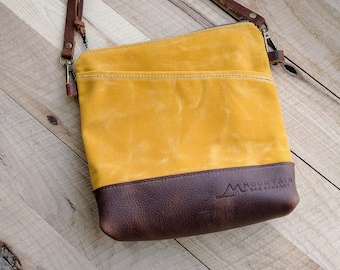 Mini-Waxed Canvas Cross-Body-Yellow-Leather Bottom