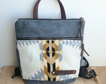 100% Wool Mesoamerican Backpack Peruvian Ethnic Artisan Wool Backpack/handmade Leather  main image 4