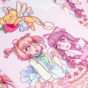 Ilustração do casal Sakura e Tomoyo, adorável ilustração de Sakura Cardcaptor