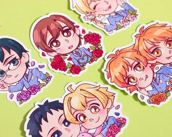 Ouran High Host Club adorable stickers, Tamaki Suoh Haruhi Hitachin Kyoya Mori Hani stickers