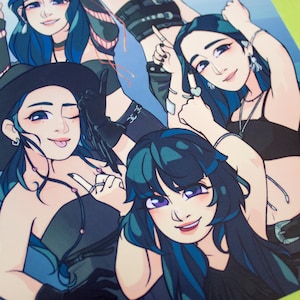 Grupo chicas kpop inspirado Unforgiven ilustración, regalo para fan grupo kpop chicas