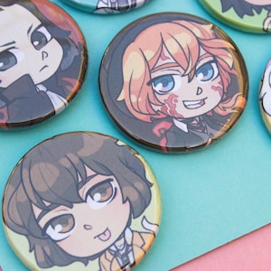 Osamu Dazai Chuuya Nakagara Anstecker für Rucksäcke und Kleidung, BSD Anstecker Atsushi Akutagawa Fyodor Sigma Gogol Engel des Verfalls
