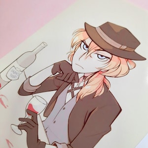 Chuuya nakahara Osamu Dazai poster illustration print, soukoku dazai osamu chuuya nakahara print
