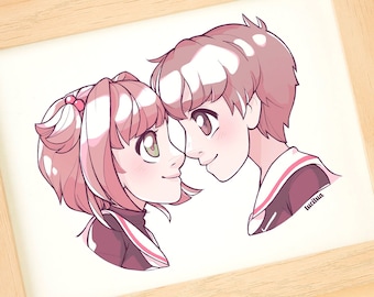 CUSTOM ANIME illustration couple portrait manga kawaii style, custom portrait gift anime style for couples family friends LGBTIQ+