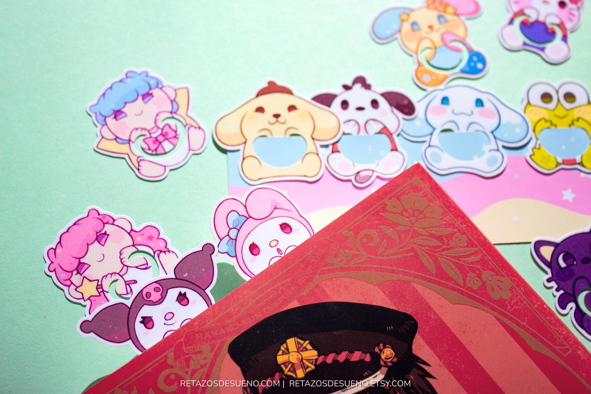 Segnalibro kawaii Kuromi Mymelo Cinnamoroll Pompompurin Usahana Kitty Chococat Pochacco Kiki Lala, segnalibro decora pastello goth kawaii