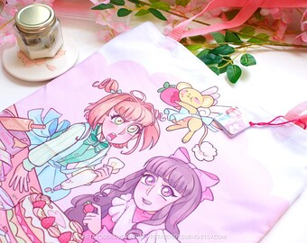 Cardcaptor Sakura bag, Sakura and Tomoyo anime bag, Kawaii pastel-colored magical girl anime bag