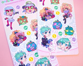 Jfashion harayuku stickers kawaii, kawaii monsters stickers decora kei pastel goth fairy kei gyaru gal