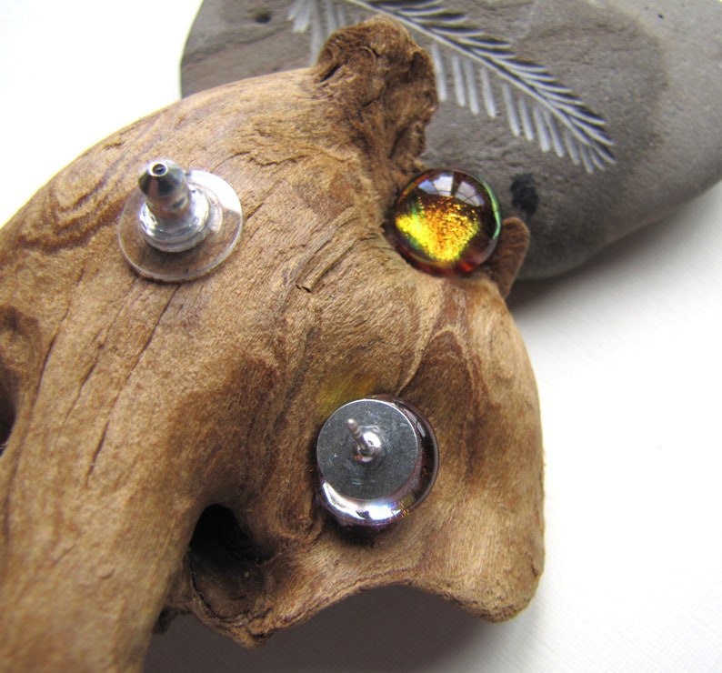 Melon Studs Tangerine Studs Gold and Orange Studs Orange Boho Studs Peach Studs Orange Glass Posts Golden Orange Fused Glass Studs