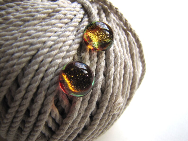 Melon Studs Tangerine Studs Gold and Orange Studs Orange Boho Studs Peach Studs Orange Glass Posts Golden Orange Fused Glass Studs