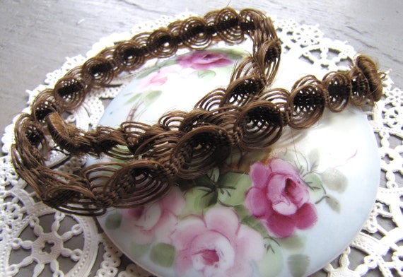 Antique Swedish Style Hairwork Necklace , Mournin… - image 1