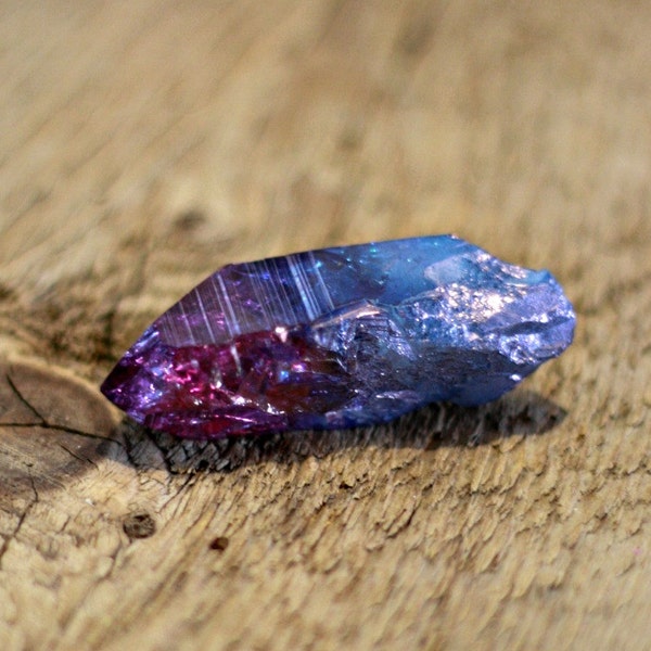 Magenta and celestial blue aura quartz point, hybrid aura quartz, magenta aura quartz, aura crystal, boho gift, wiccan crystal, pagan altar