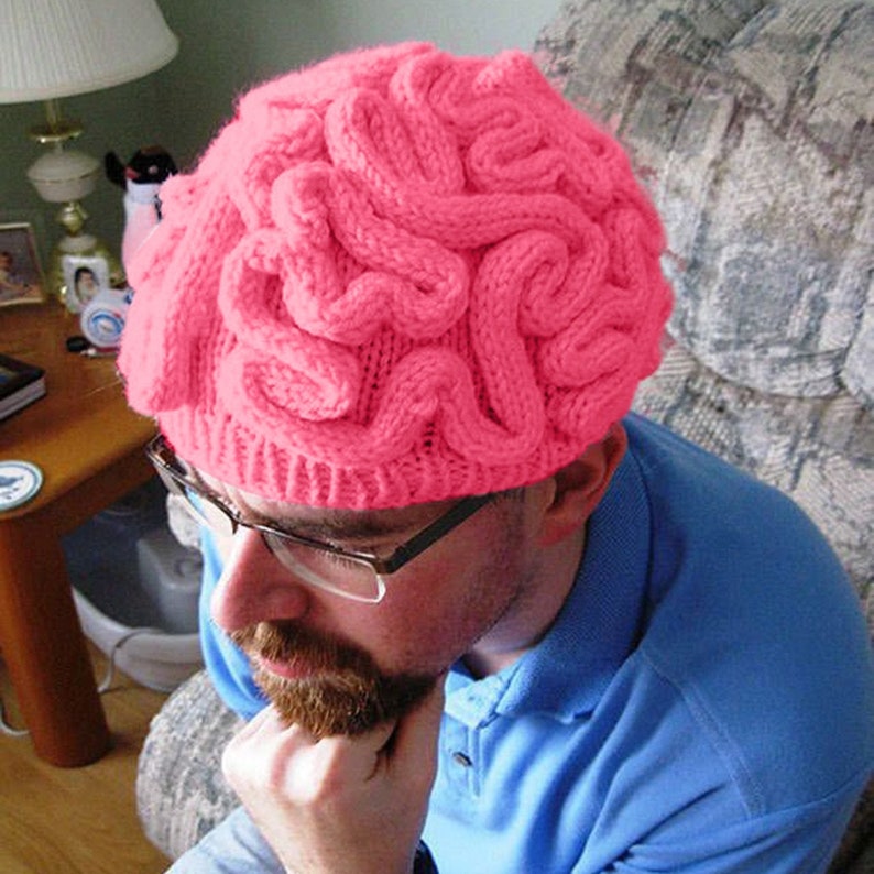Hand Knitted Personality Brain Hat Kids Adults Crochet Beanie Etsy