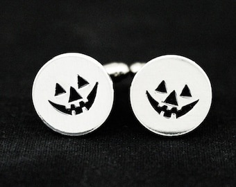 Jack-O-Lantern Cuff Links: Halloween Pumpkin Wedding Jewelry