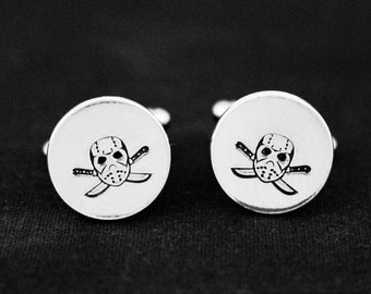 Horror Slasher Cuff Links, Horror Wedding, Voorhees, Halloween Cufflinks