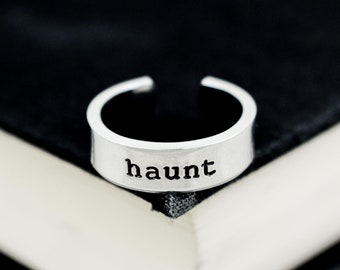 Haunt Ring, Halloween Jewelry, Aluminum Cuff Ring