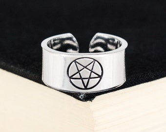Inverted Pentacle Ring, Pentagram, Satan, Aluminum Ring