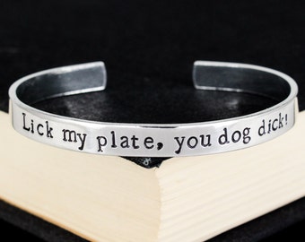 Lick My Plate Bracelet, Texas Chainsaw Massacre 2, Horror, Aluminum Cuff Bracelet