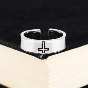 Cruz Invertida, Crucifijo, Satanás, Anillo de Manguito de Aluminio