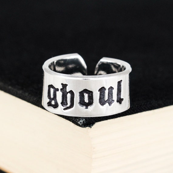Ghoul Ring, Horror, Goth, Metalhead, Aluminum Cuff Ring