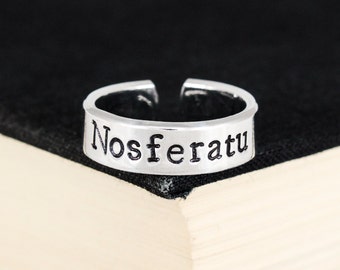 Nosferatu Ring, Count Orlok, Horror Movies, Halloween Jewelry, Aluminum Cuff Ring
