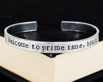 Welcome to Prime Time Bracelet, Krueger, Horror, Aluminum Cuff Bracelet