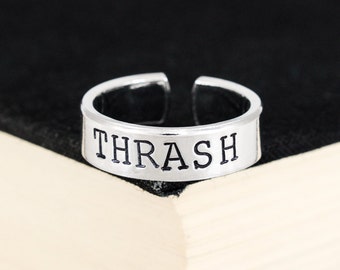 Thrash Ring, Death Metal, Metalhead, Goth, Aluminum Cuff Ring