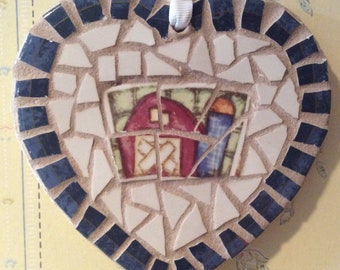 Mosaic Heart made from recycled pottery